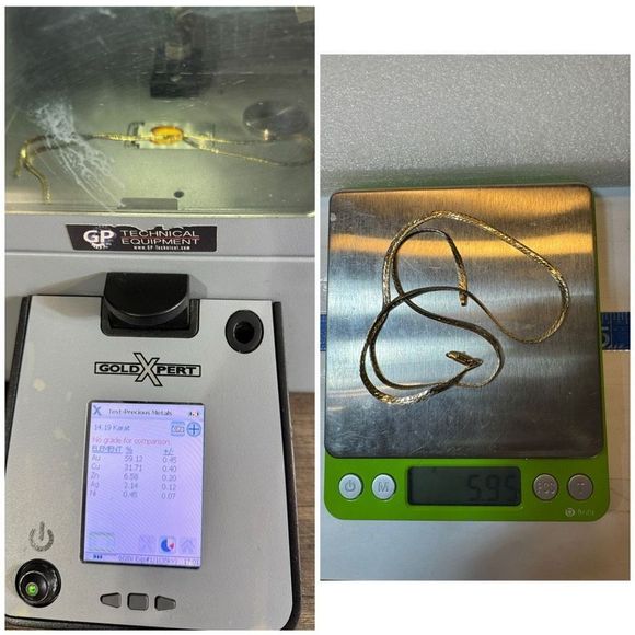 14K Yellow Gold Italy Herringbone Necklace 18” - Picture 6 of 6